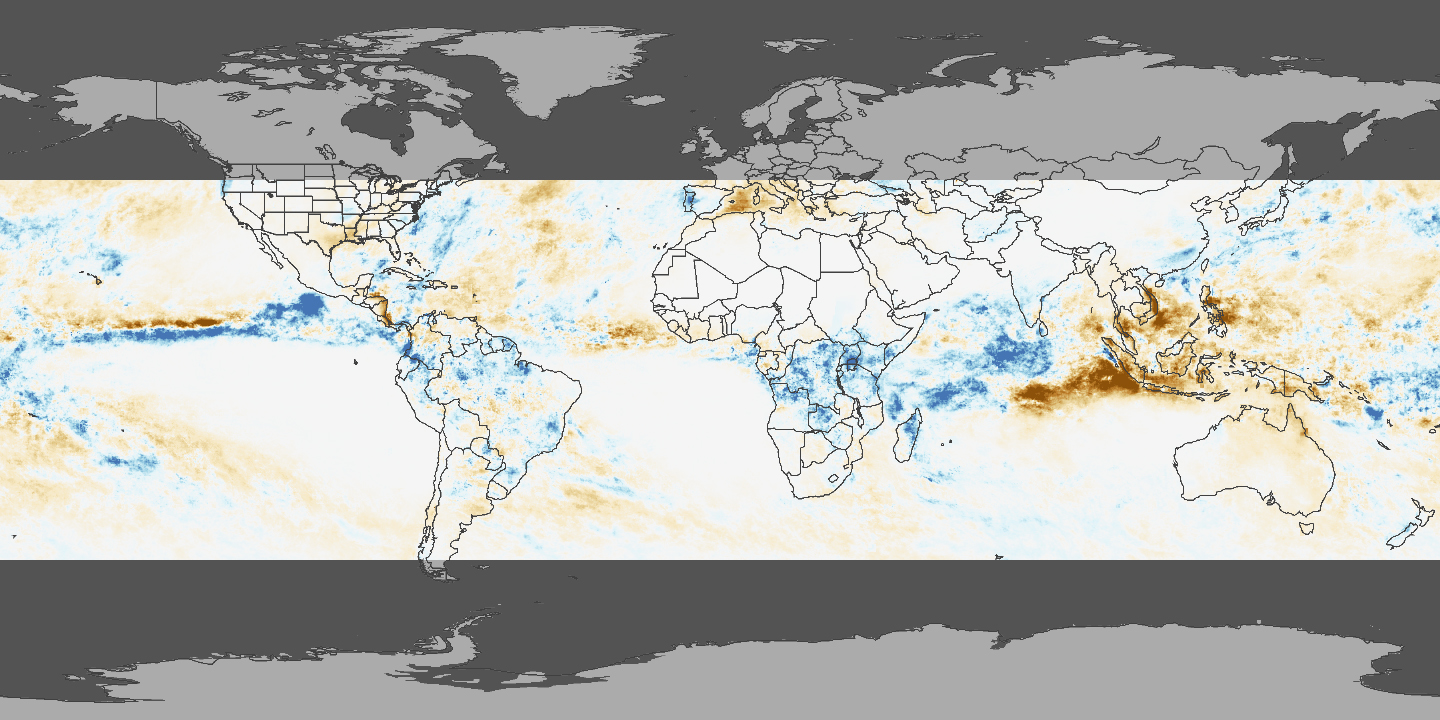 Nedbørsanomali november 2006: mer regn over Øst-Afrika, mindre over Indonesia og Australia