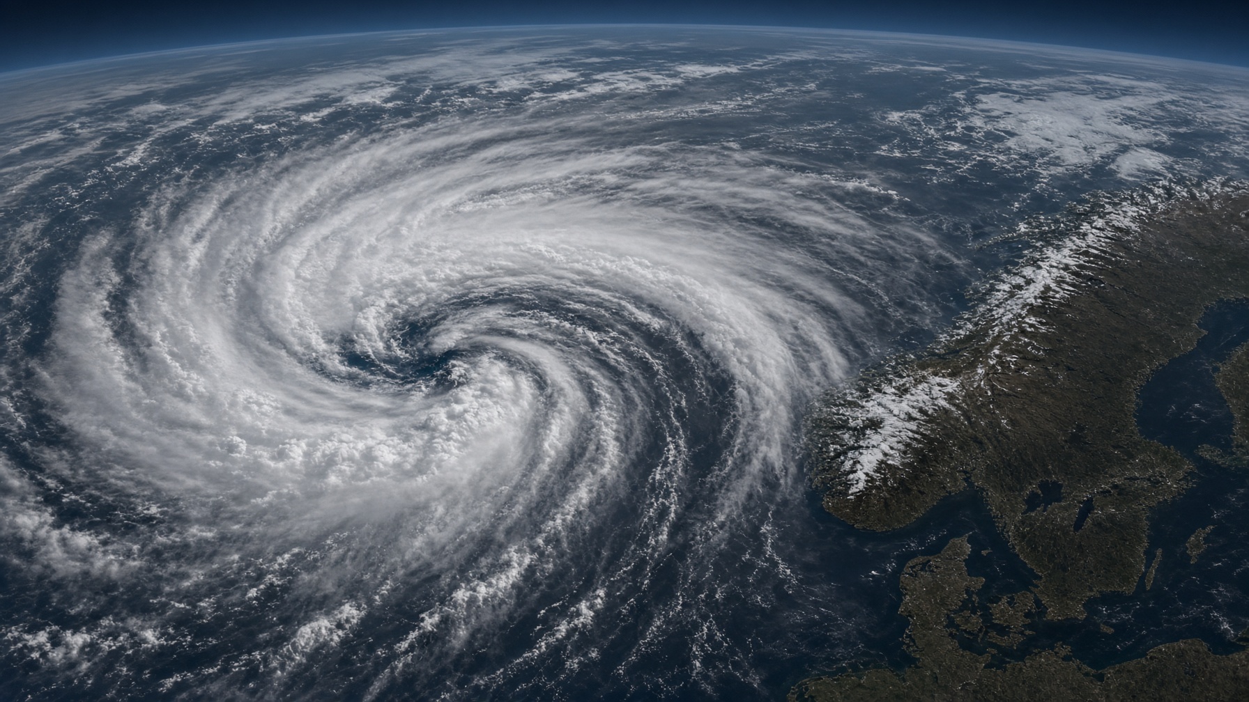 Skarp skygrense over Nord-Atlanteren der kald og mild luft møtes